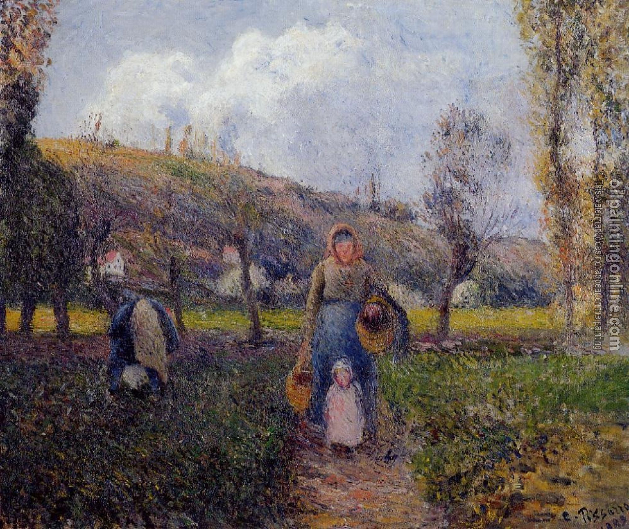 Pissarro, Camille - Peasant Woman and Child Harvesting the Fields, Pontoise